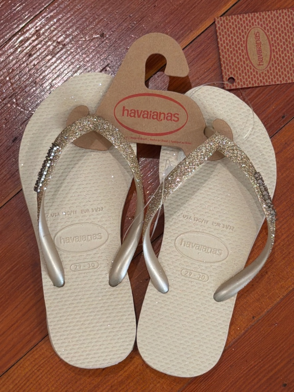 Havaianas Girls Beige Flip Flops Size 13C/ 1Y (29-30) New with Tags